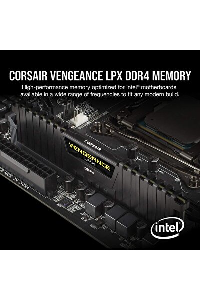 Corsair مجموعة ذاكرة سطح المكتب Vengeance LPX 16GB (2x8GB) DDR4 DRAM 3200MHz C16 - أسود (CMK16GX4M2B3200)