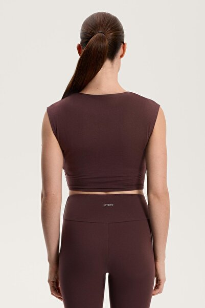 Oysho Cotton blend crossover crop T-shirt