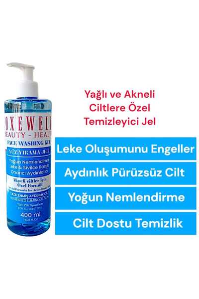 ROXEWELLA Yüz Yıkama Jeli 400ml - Temizleme - Nemlendirme - Canlandırma - Akn...