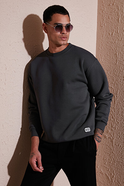 Buratti Ανδρικό φούτερ με κανονική εφαρμογή Crew λαιμόκοψη βαμβακερό εσωτερικό γούνινο μαλακό ανδρικό φούτερ 5905255