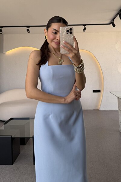 Chef d'atelier Kadın Halter Yaka Midi Dokuma Elbise