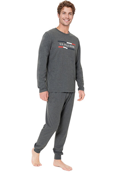 U.S. Polo Assn. Men's 100% Cotton Tracksuit Set – Casual and Sports Use - Anthracite Melange