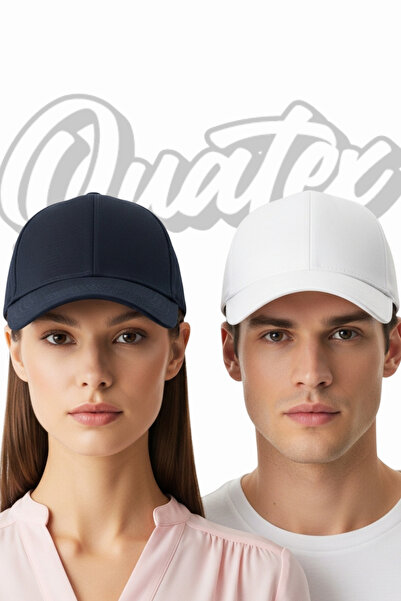 QUATEX Basic Hat 2 Pack – White - Navy Blue 100% Cotton Gabardine Unisex Model