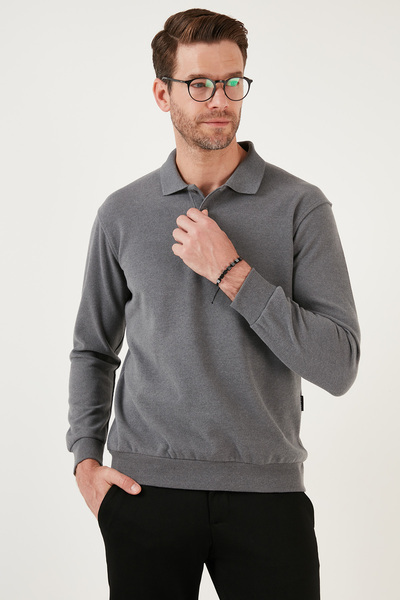 Buratti Cotton Blend Regular Fit Polo Collar Sweater Men's Polo Collar Sweater 456223