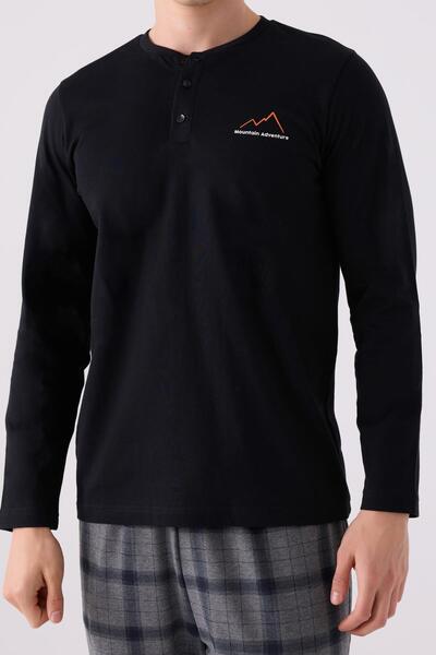 Arnetta 3152 Plus Size Men's Long Sleeve Button Pajamas Set