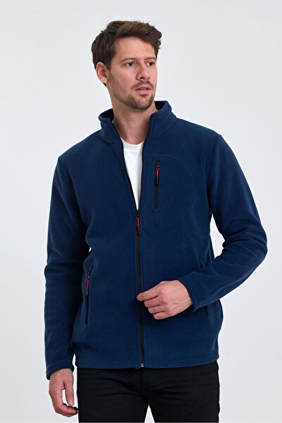 COMBİNE MİCHAİL Ανδρικό φλις χρώματος Indigo με 3 τσέπες με φερμουάρ