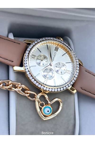 Ferrucci Silver Yellow Leather Cord, Women's Wristwatch Bracelet Gift