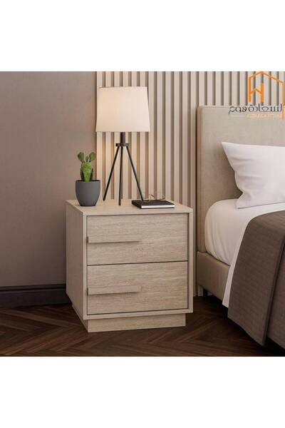 Al Saada Home Fixed Bedside Table - Beige