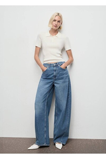 MANGO Woman Orta belli balon jean pantolon