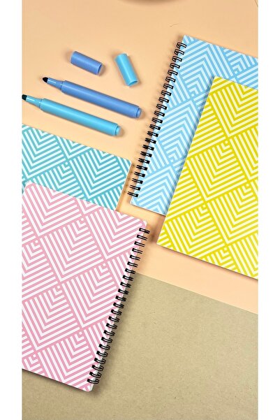 Apeirona 4-piece Checked School Notebook Set - A5 - 90 Pages