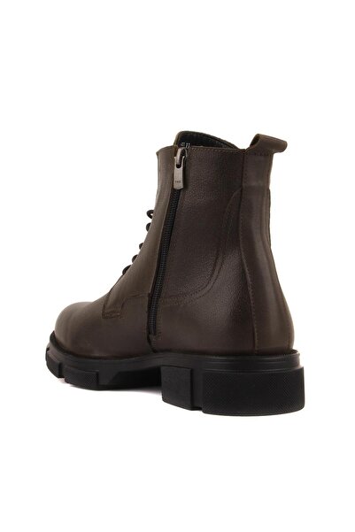 SailLakers - Χακί δερμάτινες ανδρικές μπότες με φερμουάρ 102-205-10052