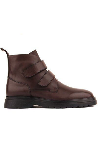 SailLakers Sail Lakers - Καφέ Δερμάτινες Ανδρικές Μπότες με Velcro Eva Sole