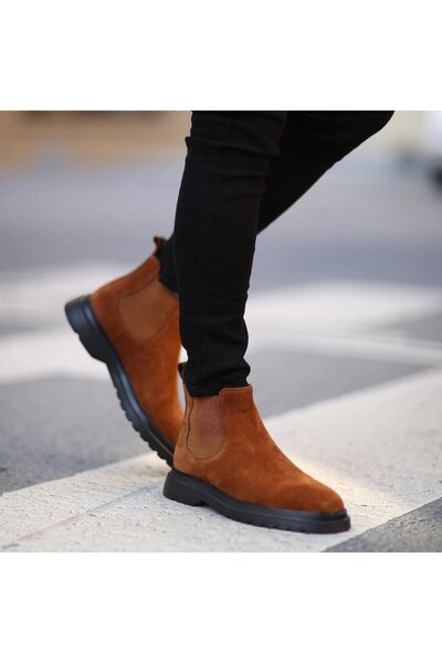 SailLakers - Tan Suede Leather Men's Chelsea Boots 102-8012-H1085