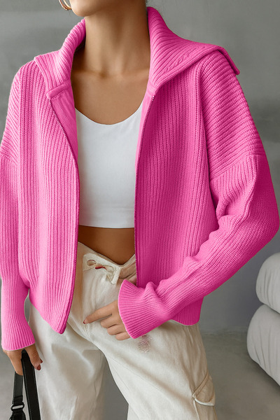 Ugdelia Kadın Tam Balıkçı Fermuarlı Triko Hırka