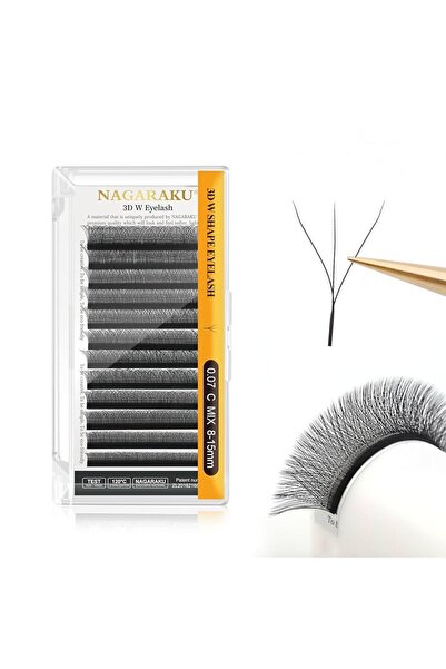 NAGARAKU ipek kirpik 3D W kıvrım 0.7 kalınlık Mix MM uzunluk