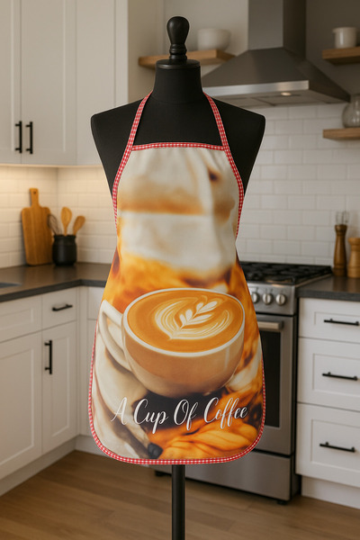 Limon Soft مريلة مطبخ مطبوعة رقميًا مقاومة للماء والسوائل والبقع، مثالية لبار...