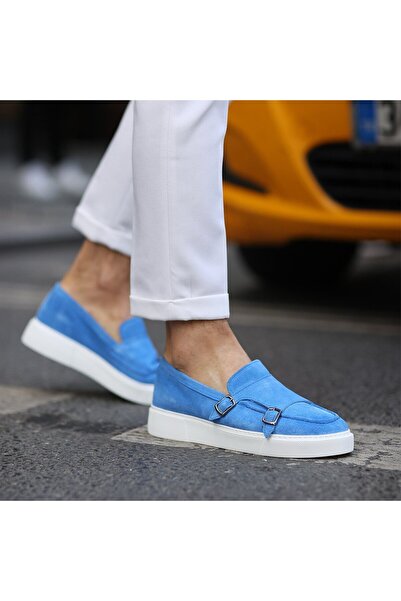 SailLakers - Pantofi casual pentru bărbați din piele de căprioară albastră 101-2301001065