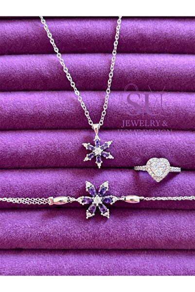 ACQUA BELLA 14 Şubat Sevgililer Günü Özel Işıltılı Ametist Taşlı Mor Lotus Ko...