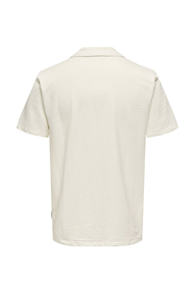 Only & Sons Erkek Onskıan Kendinden Desenli Polo Yaka T-Shirt 22032818 Ekru