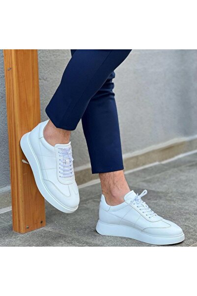 SailLakers - Чоловічі повсякденні черевики з білою шкірою та шнурівкою 101-7034-H-1235