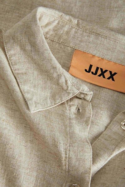 JJXX Women's Jxjamie Oversize Long Sleeve Linen Shirt 12269668 Beige