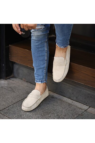 SailLakers - Beige Suede Leather Men's Loafer Shoes 101-6055-11169