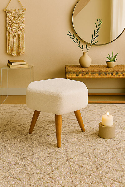 eda hacıoğlu edam bedding group Teddy Altıgen Puf Bench Ahşap Retro Ayak Deko...