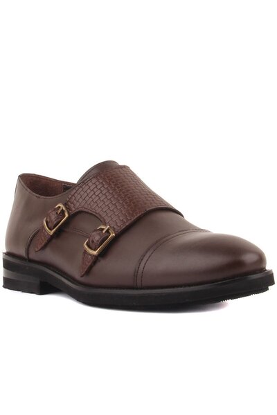 SailLakers Sail Lakers - Brown Leather Straw Detailed Men's Casual Shoes