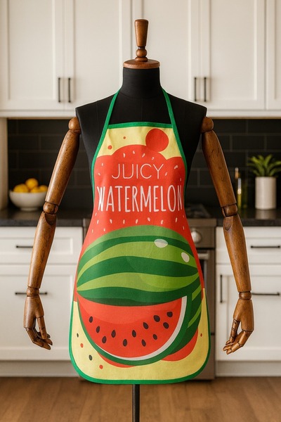 Limon Soft Dijital Baskılı Su Sıvı Geçirmez Leke Tutmaz Mutfak Önlüğü Watermelon