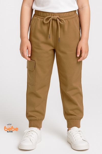 Trend Bebe Butik Pantaloni de trening pentru fete, model Camel Jogger, cu buz...