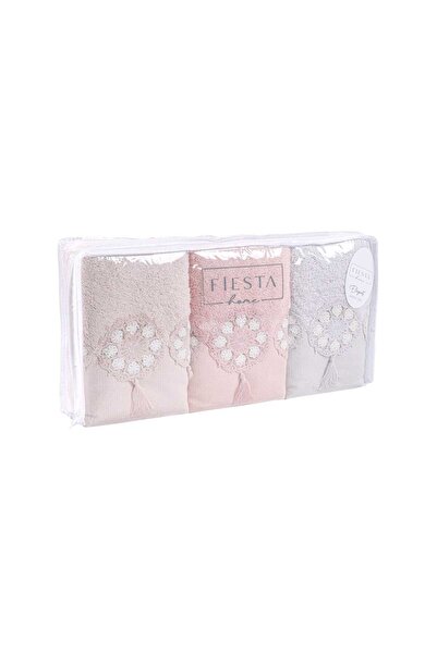 Fiesta Bamboo 50X90 cm Lace Tasseled Hand Face Towel with 6 Pvc Bags