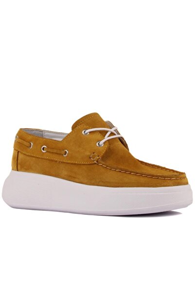 SailLakers Sail Lakers - Mustard Color Suede Leather Lace-Up Women's Casual Shoes