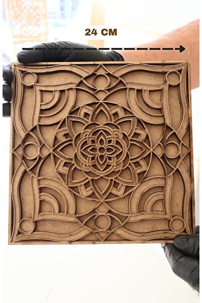 Aluradeco Ahşap Duvar Dekoru Ruhsal Uyanışı Simgeleyen Çiçek Açan Mandala Boh...