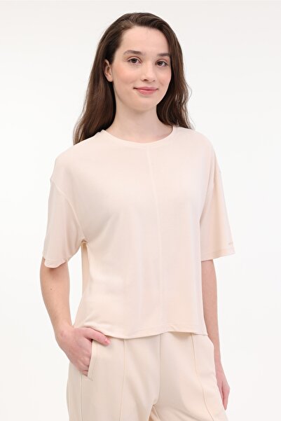 lumberjack WL BRENDA 11CK612 5FX Bej Kadın Kısa Kol T-Shirt