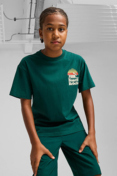 Puma Mıd90s Graphic Tee Iv B Зелений унісекс дитячий футболка з коротким рукавом