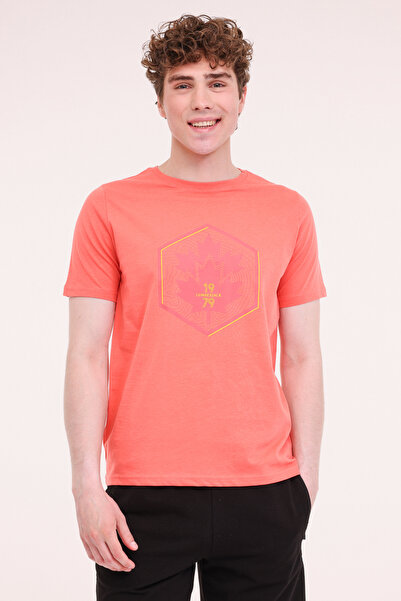 lumberjack ML WOOD 11URB43-067 5PR Nar Çiçeği Erkek Kısa Kol T-Shirt