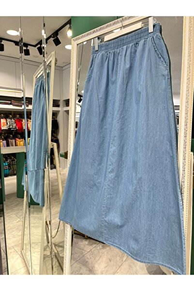 MERAM BUTİK Adn Denim Skirt 4001 - Light Blue - 1