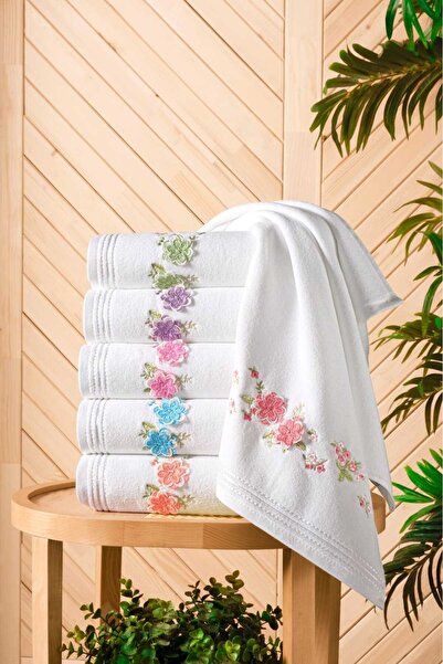 Fiesta Aybüke White Velvet 3D Embroidered Boxed 50X90 cm 100% Cotton