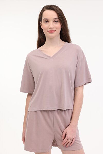 lumberjack Γυναικείο κοντομάνικο μπλουζάκι WL PAOLA 11MS451 5FX Mink