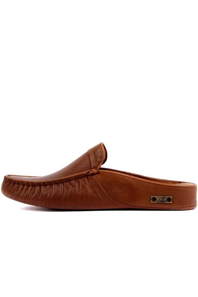 SailLakers - Ταν δερμάτινα ανδρικά παντόφλες σπιτιού 110-558-E