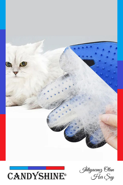 CandyShine Kedi Köpek Tüy Toplayıcı Masaj Yapıcı Tarama Eldiveni Evcil Hayvan Tüy Toplama Tarak Eldiven