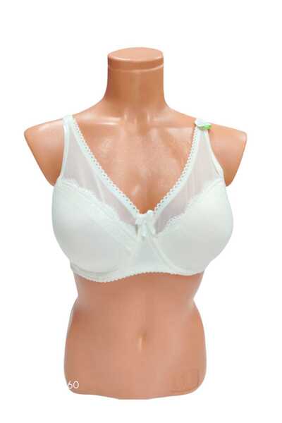 wear treasure Hollowed Out 2-Clasp Front Lace Tulle Detail Supporting Bra with Wire Sponges