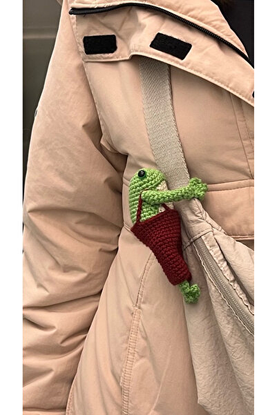 Handmade Kurbağa Amigurumi Çanta Charmı, Çanta Süsü