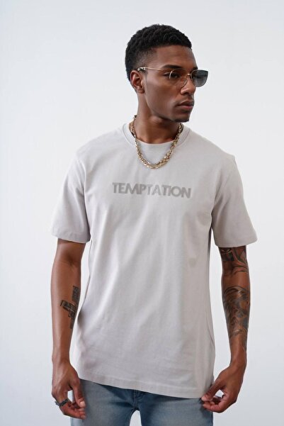 Balenbi Ανδρικό μπλουζάκι με κανονική εφαρμογή σε ανοιχτό γκρι Temptation