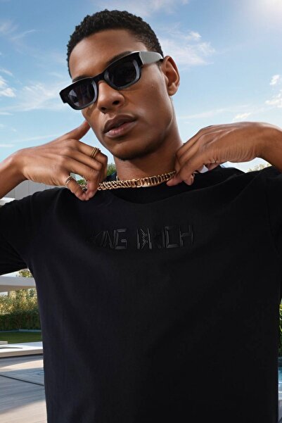 Balenbi Ανδρικό μπλουζάκι με στάμπα μαύρο Temptation με κανονική εφαρμογή