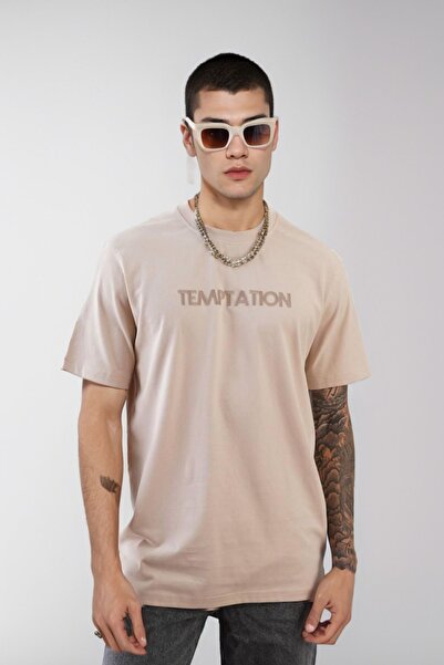 Balenbi Ανδρικό μπλουζάκι με στάμπα σε μπεζ Temptation με κανονική εφαρμογή