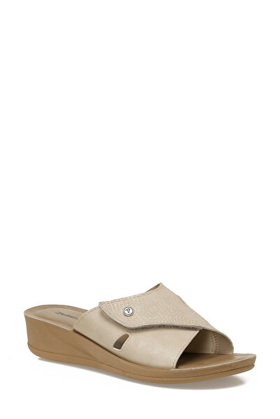 Polaris 609008.Z5Pr Beige Women's Wedge Heel Slippers