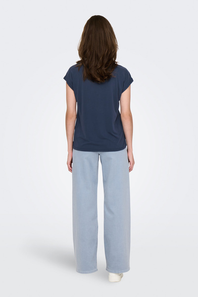 ONLY ONLHANNAH S/S V-NECK TOP Синій жіночий футболка з короткими рукавами