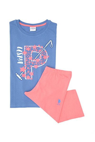 U.S. Polo Assn. Kız Çocuk Mavi Capri Alt Üst Takım 50315467-VR036