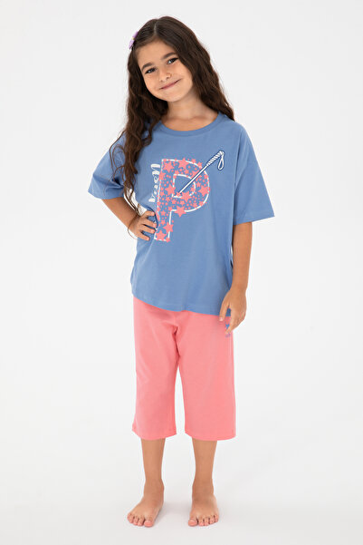 U.S. Polo Assn. Kız Çocuk Mavi Capri Alt Üst Takım 50315467-VR036